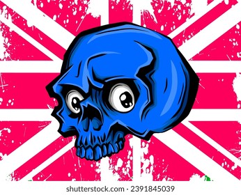 Skull. Red flat icon. Vector illustration symbol