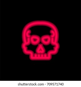 Skull red glowing neon ui ux icon. Glowing sign logo vector