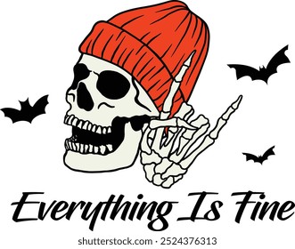 a skull with a red hat is fine is is fine.
