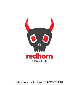 skull with red horn logo design, vector graphic symbol icon illustration creative idea
