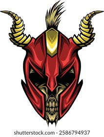 skull with red spartan helmet