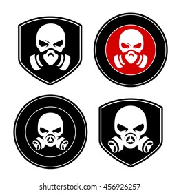 skull in a respirator (chemical protection) logo template