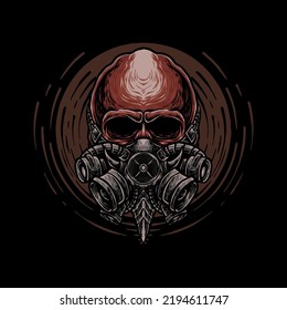 skull with respirator illustration design vector