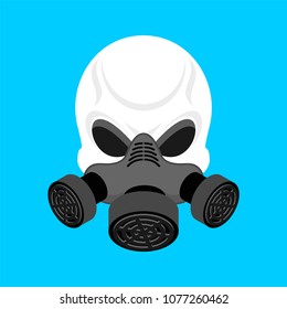 Skull in Respirator. Skeleton head and Gas mask green. Vector illustration