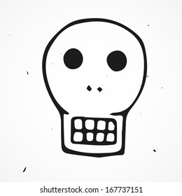 Skull retro cartoon doodle, hand drawn