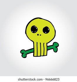 skull retro with color - doodle vector illustration