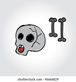 skull retro with color - doodle vector illustration