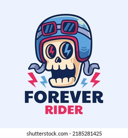 Skull Retro Helmet Logo Design