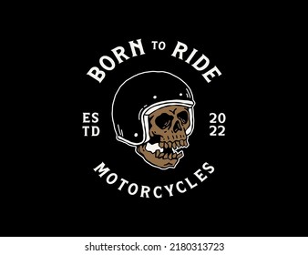 Skull with retro motorcycle helmet logo 