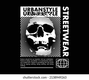 Skull retro poster and graphic design for t shirt street wear