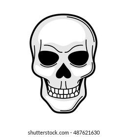 Skull retro tattoo symbol. Cartoon old school illustration.