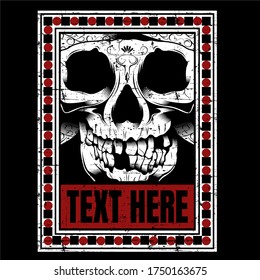 skull retro,vintage,detail hand drawing black background