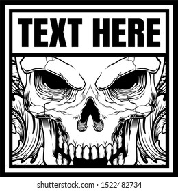 skull retro,vintage,detail hand drawing vector