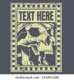 skull retro,vintage,detail hand drawing vector,isolated easy to edit