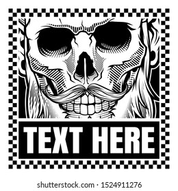 skull retro,vintage,detail hand drawing vector,isolated,easy to edit