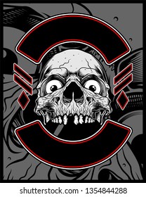 skull retro,vintage,detail hand drawing,Shirt designs, biker, dj, gentleman, barber and many others.
isolated and easy to edit. Vector Illustration - Vector 