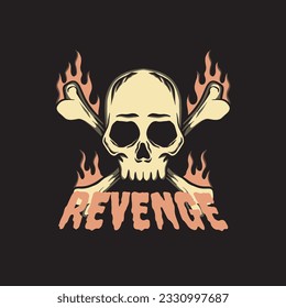 Skull revenge art Illustration hand drawn style for tattoo, sticker, logo etc