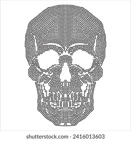 Skull rhinestone design for t-shirt, bag or blouse, hot fix transfer. Abstract beautiful applique rhinestone glitter motif.