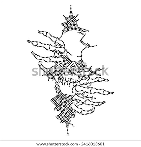 Skull rhinestone design for t-shirt, bag or blouse, hot fix transfer. Abstract beautiful applique rhinestone glitter motif.