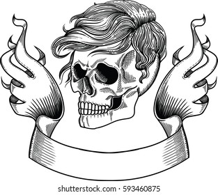 skull with ribbon 