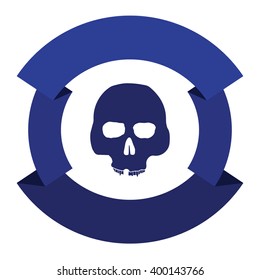 Skull in a ribbon ring isolated on a white background. Vector illustration EPS 10
