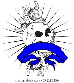 skull ribbon tattoo tshirt in vector format very easy to edit