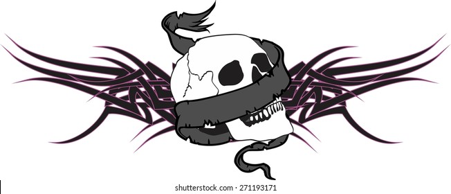 skull ribbon tattoo tshirt in vector format very easy to edit