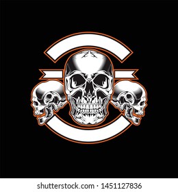 skull and ribbon vector art