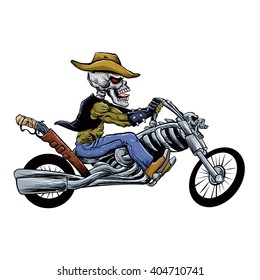 skull ride a big motorcycle