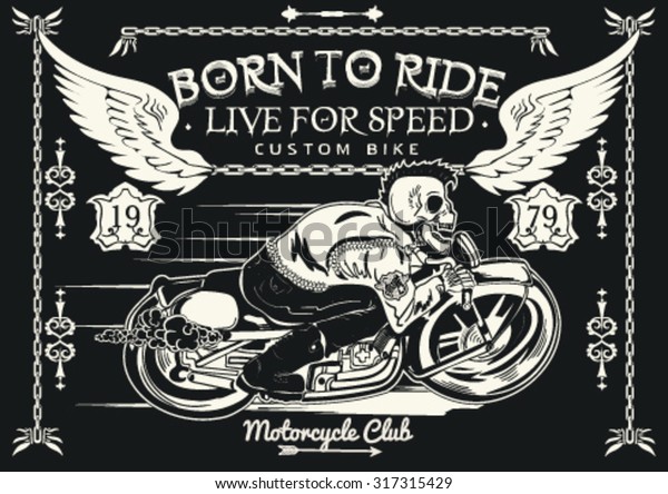 skull ride a classic\
motorcycle