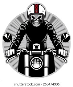 skull ride a motorbike