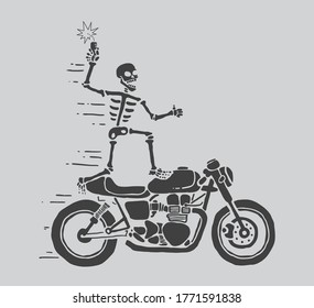 Skull Ride Motorcycle Vector Illustrator