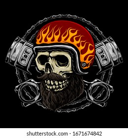 skull rider motorcycle vector badge logo