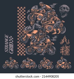 skull rider on starting grid vector asset