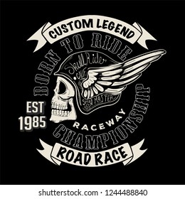 skull rider racing illustration t shirt print