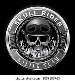 skull rider racing team badge club team vector illustration