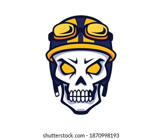 Skull Rider or Skull Wearing Motorcycle Helmet Illustration Vector