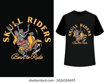 Skull riders born to ride t shirt design template, Skull T shirt Graphic Design