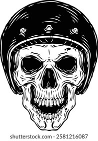 Skull riders series 2. Vector illustration. Monochrome hand drawn style