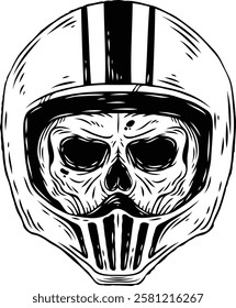 Skull riders series 3. Vector illustration. Monochrome hand drawn style