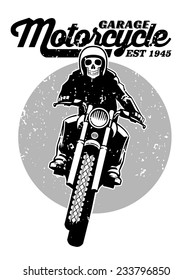 skull riding a motorcycle