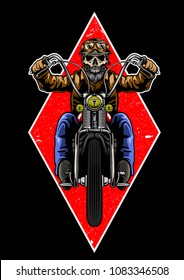 Skull Riding Motorcycle Vector Illustration