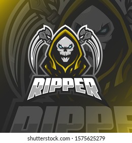 Skull ripper Logo Mascot Vector Illustration for logo gaming template