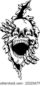 Skull Ripping Out Vector Illustration