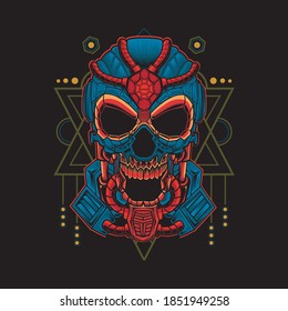 Skull Robot Geometry. Perfect for T-shirt design, sticker design, tattoo design, etc.