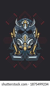 Skull robot head illustration. Perfect for design of t-shirts, stickers, merchandise, etc.