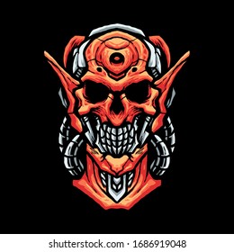 Skull robot head vector illustration