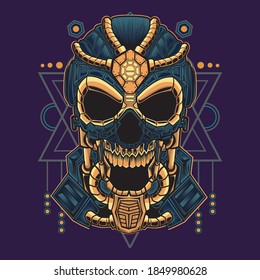 Skull Robot Sacred Geometry. Perfect for merchandise design