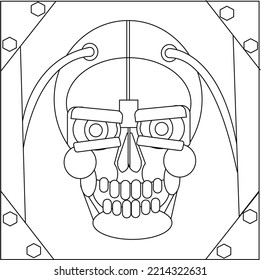skull robot vector illustration, this image is greed for a book cover or logo