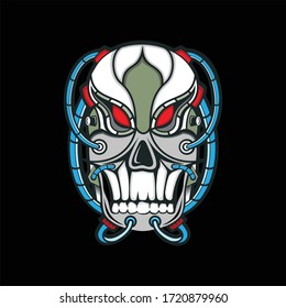 Skull robot vector and illustration for tshirt design, poster and print